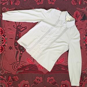 Rena Rowan Pale Gray Pintuck Button-Front Blouse